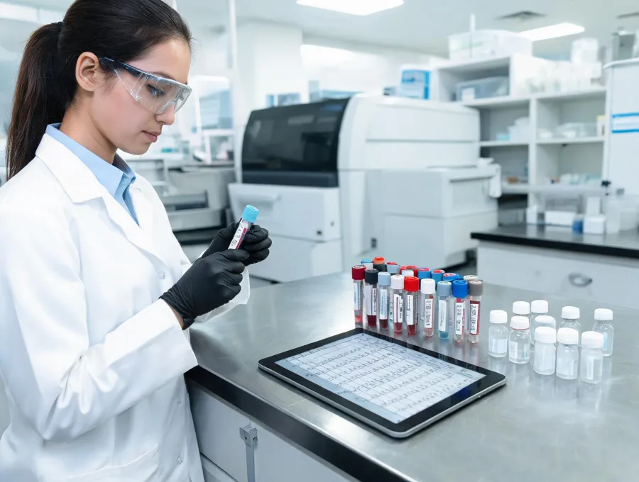 Laboratory engineer conducting analyzer method verification